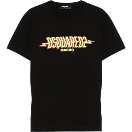 DSquared2 Heren Macho Logo Gewassen Cool Fit T-shirt (Zwart)