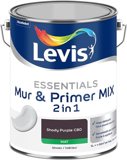 Levis - Essentials Mur & Primer Mix - Shady Purple C80 - Mengverf - 5 L