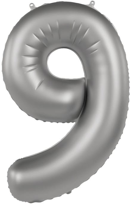 Folat - Folieballon Cijfer 9 Moonlight Silver - 86 cm