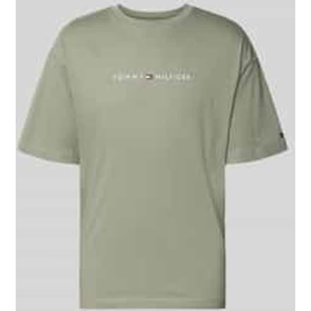 regular fit T-shirt met labelopschrift van puur katoen