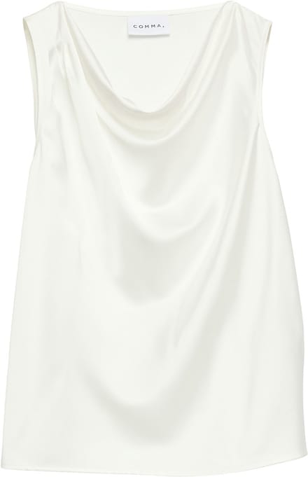 Satin Top met Bénitierhals en Plooien Dames COMMA