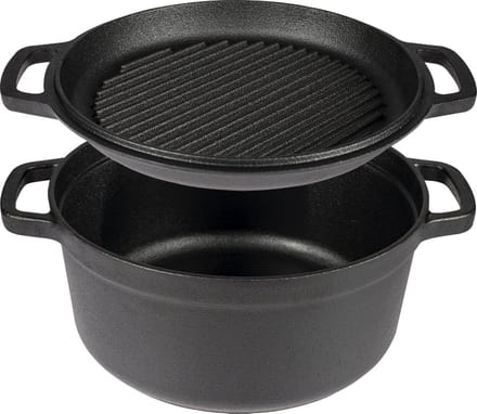 Gietijzeren grillplaat en pan 3,5 l - pan - grillplaat - gietijzer