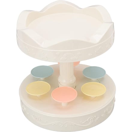 Machine à Desserts Rotative Présentoir à Desserts Rotatif Automatique Double Couche Assiette de Présentation pour Cupcakes white