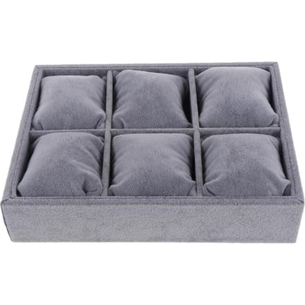 Fluweel Stapelbare Sieraden Display Trays Showcase Armband Organizer Opslag as described grijze kleur