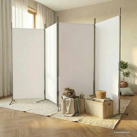 vidaXL - Kamerscherm - met - 4 - panelen - 346x180 - cm - stof - wit