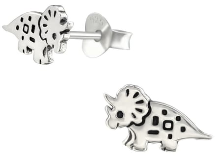 Joy|S - Zilveren dinosaurus oorbellen - 10 x 5 mm - geoxideerd