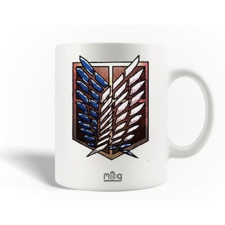 Mug en Céramique - Attaque des Titans - Logo Anime - 30cl - Compatible Lave-Vaisselle - Blanc