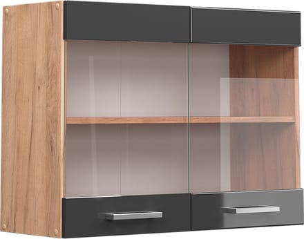 Vicco R-Line Glazen keukenkast – 80 cm Antraciet Hoogglans