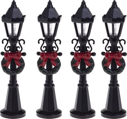 Feeric lights and christmas kerstdorp straatlantaarns - 4x st - H10 cm
