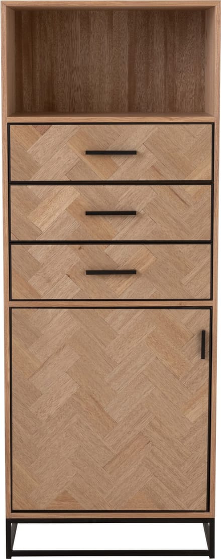 J-Line kast Hoog Zigzag 3 Lades - hout/metaal - naturel/zwart