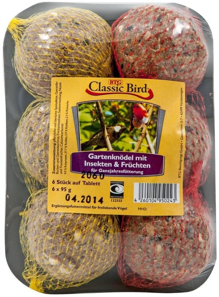 Klassieke Vogeltuin Knoedels Insecten+Vruchten - 16 st.
