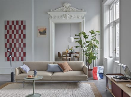 Muuto Outline 3-zitsbank - gepolijst aluminium - ecriture 240/ grey