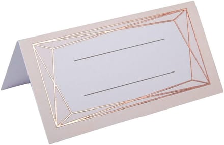 25 Luxe Blush Naamkaartjes met Roségouden Geometrisch Design voor Bruiloft