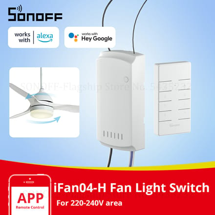 Sonoff IFan04-H Wifi Smart Ventilator Licht Controller 433 Mhz Afstandsbediening 220-240V Smart Home Switch Werken Met alexa Google Thuis iFan04-H