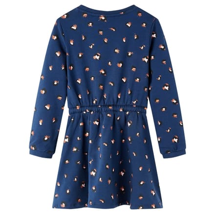 vidaXL - Kinderjurk - met - lange - mouwen - 128 - marineblauw