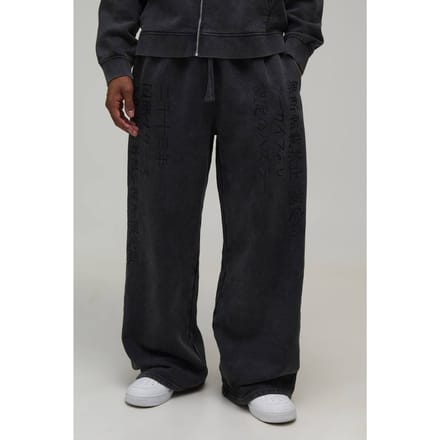 Wijde Pijpen Grafische Gewassen Jogger | Washed Black | Size Small