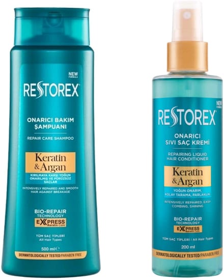 Restorex - Keratine & Argan haarverzorging shampoo 500 ml + Conditioner 200 ml - haarverzorging