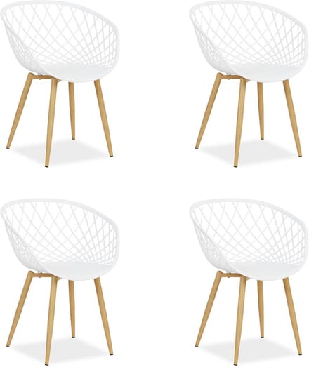 Homestyle4u Tuinstoelen - Set van 4 - Kunststof - Wit