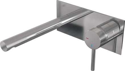 Brauer Chrome Carving inbouw wastafelmengkraan met rechte uitloop en afdekplaat model A1 chroom