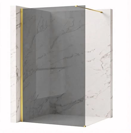 Rea Flexi Grey - Douchewand - Gouden - 140 Gehard Glas 8 mm (Grijs) - 120X140X195cm