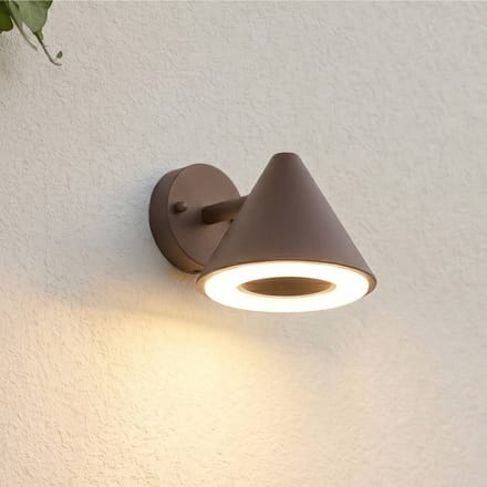 Lindby LED buiten wandlamp Soran, bruin, metaal, IP44