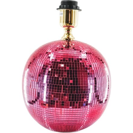 Housevitamin Disco Tafel Lamp – 20x20 cm – Roze – Glas – Discobal – E27 Fitting – Met Snoer – Spiegelend Lichteffect