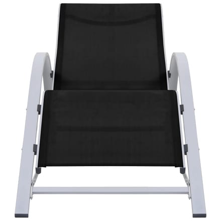 vidaXL - Ligbedden - 2 - st - met - tafel - aluminium - zwart