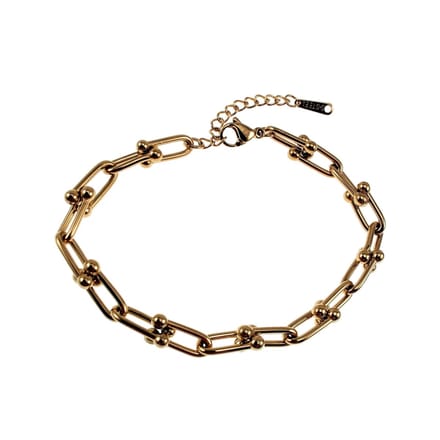 16cm tot 19cm Armband Dames - Verguld RVS - U-Schakelarmband - Verstelbaar