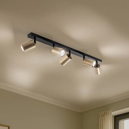SIGMA Plafondspot Zoom, 5-lamps, zwart/goud