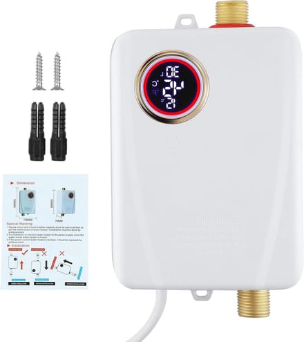 Elektrische Boiler - Doorstroomverwarmer Mini - Direct Warm Water - LCD Temperatuurweergave - 3500 Watt - Wit
