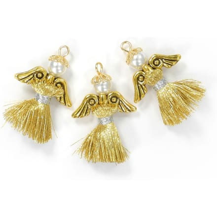 Ambachtelijke set "Tassel angel", set van 3 - Goud