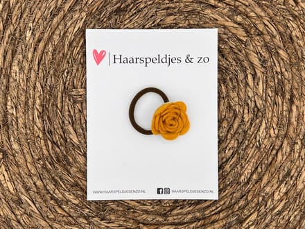 Elastiek - per stuk - hippe kleuren - met bloem - meisjes - blossem - okergeel