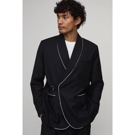 Satijnen Afwerking Wikkel Gesp Ontspannen Pasvorm Blazer | Black | Size 40
