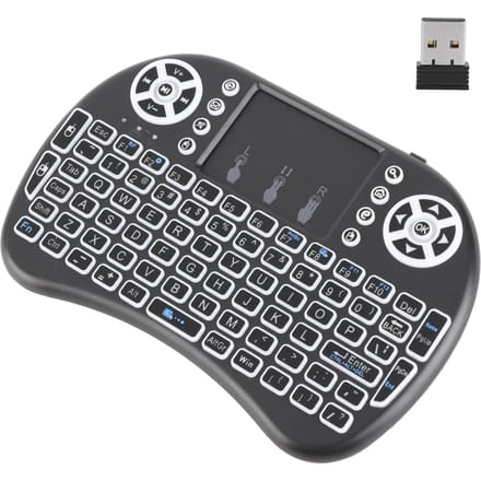Mini RGB Zeven Kleuren Achtergrondverlichting Flymouse 2.4G Klein Draadloos Toetsenbord met Touchpad