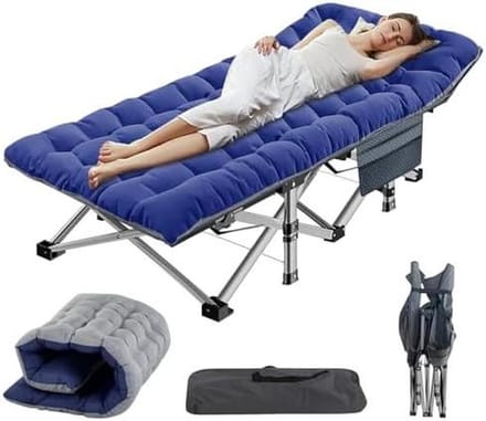 Kampeerbed - Opklapbed - Buiten Ontspannen - Verstelbare Rugleuning - 190x68 cm - Blauw