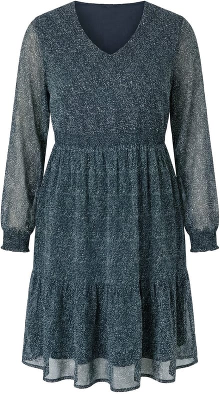 Studio Untold - Dames - Midi-jurk A-lijn dubbellaags minimalistisch motief - Zwart - Maat 54+