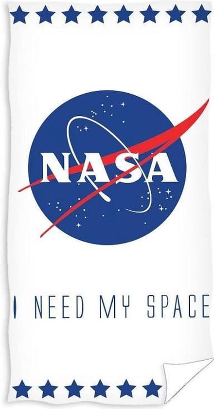 Carbotex Strandlaken Nasa Junior 140 X 70 Cm Katoen Wit/blauw