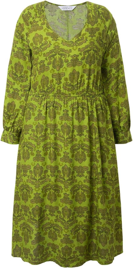 Studio Untold - Dames - Midi-jurk A-lijn paisley elastische tailleband - Erwtengroen - Maat 46+