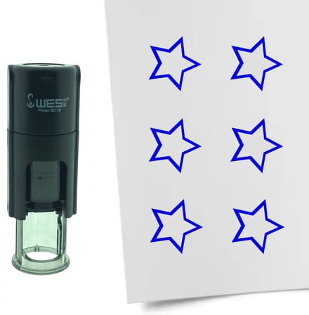 CombiCraft Stempel Open Ster 10mm rond - blauwe inkt