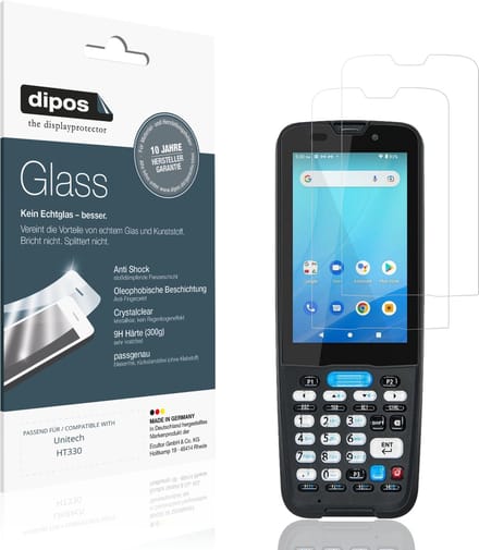 dipos – 2x Pantserfolie geschikt voor Unitech HT330 | 9H Screenprotector