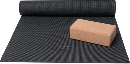 Basispakket yogamat en blok - zwart