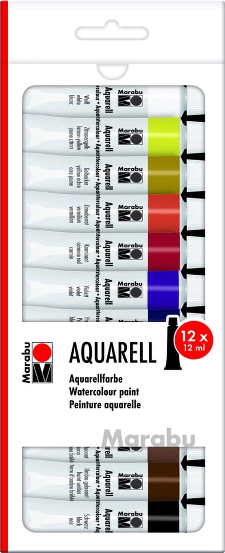 Marabu 1211000000200 watergedragen verf Multi 12 ml Koker 12 stuk(s)