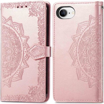 imoshion Hoesje - Geschikt voor Apple iPhone 17e / 16e - Mandala Bookcase - Rosé Goud