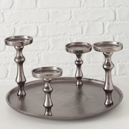 Kaars Plateau - Kandelaar - Schaal - antraciet - Aluminium - 4 kaars - Ø37cm