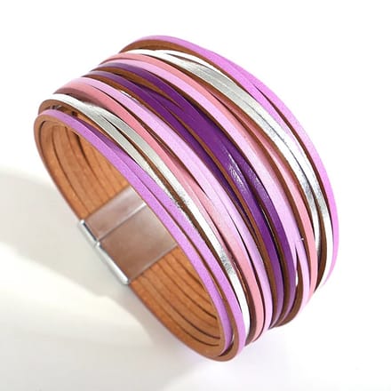 Sorprese Armband - Blush Violet - Wikkelarmband - Armband Dames - Leer - Elegant Cadeau - Model ZZ