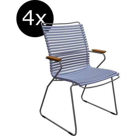 HOUE Bundel 4x CLICK Dining fauteuil met hoge rugleuning - duivenblauw