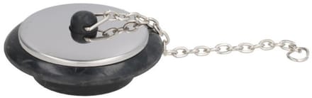 Gerimport Afvoerstop - D5.5 cm - zilver/zwart - Gootsteenstop + ketting - keukenaccessoires