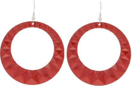 Behave - Oorhangers Dames - Grote Rond Oorbellen - Rood - Diameter 6 cm