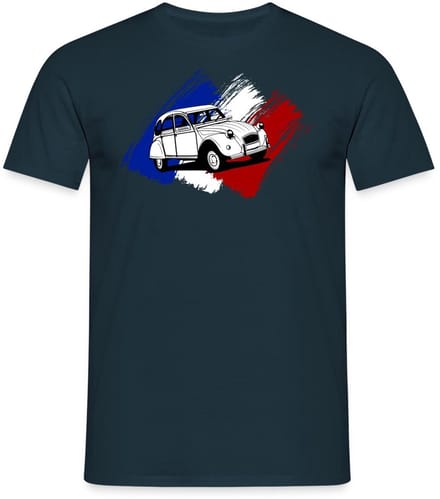Citroën 2CV Model Franse Vlag T-Shirt Heren