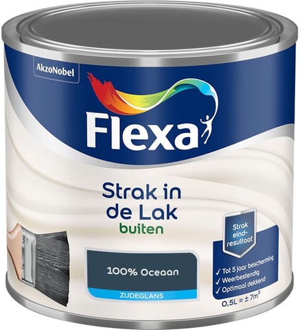 Flexa - Strak In De Lak Buitenlak Zijdeglans - 100% Oceaan - Mengverf - 500 Ml